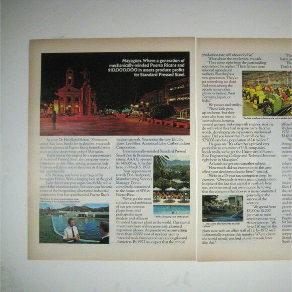 Vintage 1971 Magazine Ad Mayagüez Pressed Steel Puerto Rico Print Ad 2 PagesREAD - Picture 2 of 2